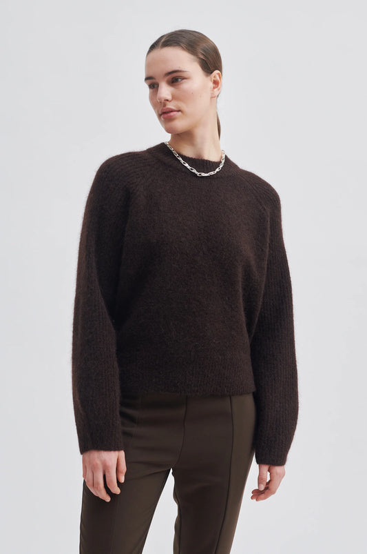 SECOND FEMALE | 女性のためのジャージ | BROOKLINE KNIT NEW O-NECK MOLÉ | 茶色