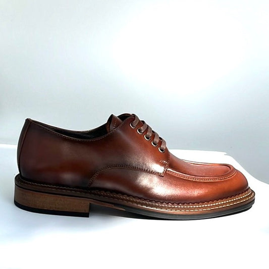 LUIS GONZALO 1966 | MEN'S DERBY SHOES | LEATHER BUFFERED VEAL | BROWN