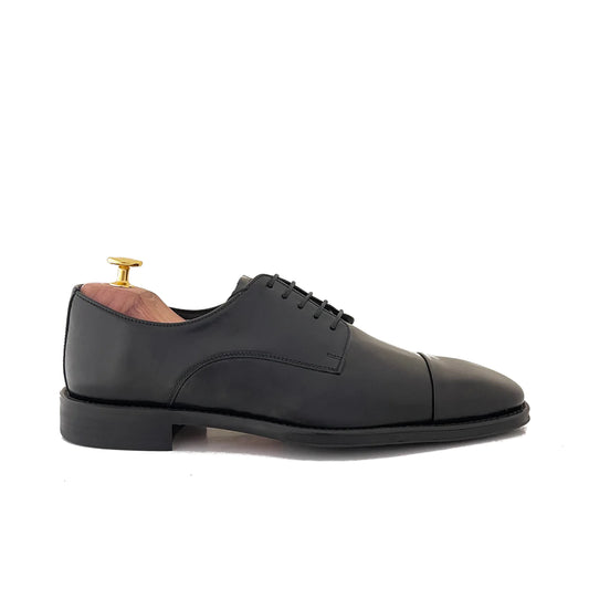 LUIS GONZALO 1966 | MEN'S DERBY SHOES | BUFFER CALF ROUNDED TOE | BLACK