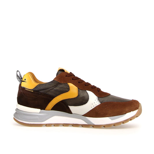 WHITE VOILE | MEN'S SNEAKERS | MAGG SUEDE/WAX NYLON DECOL. BROWN | BROWN