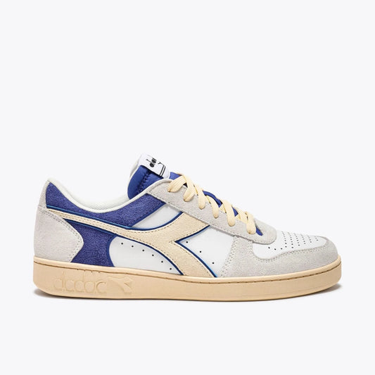 DIADORA | SNEAKERS HOMBRE | MAGIC BASKET LOW SUEDE LEATHER WHITE & BLUE EYES | BLANCO