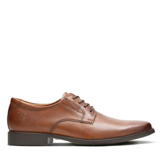 zapatos derby de la marca clarks modelo tilden plain dark tan lea para hombre en color marrón